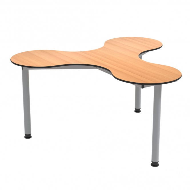 Kleeblatt 3er Tisch, 134x122 cm (B/T), höhenverstellbar 58-72 cm, 